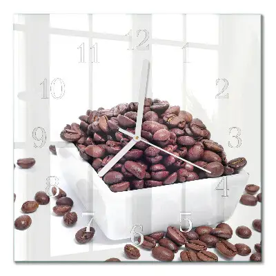 Decoratieve glazen klok vierkant Koffiebonen