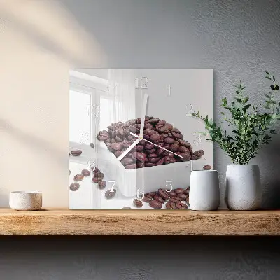 Decoratieve glazen klok vierkant Koffiebonen