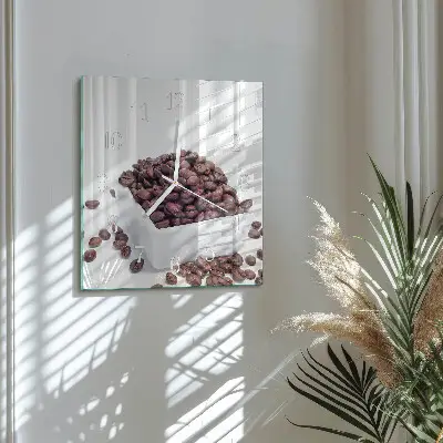 Decoratieve glazen klok vierkant Koffiebonen