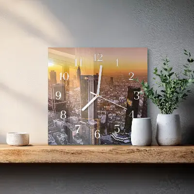 Moderne wandklok glas vierkant Zonsondergang