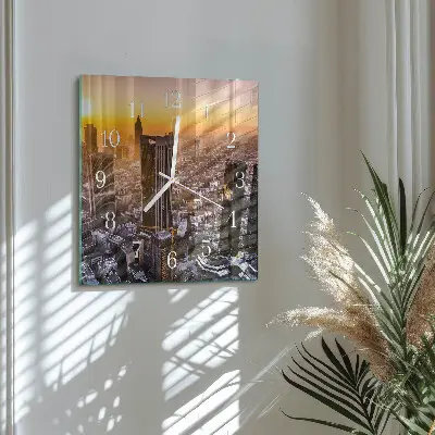 Moderne wandklok glas vierkant Zonsondergang