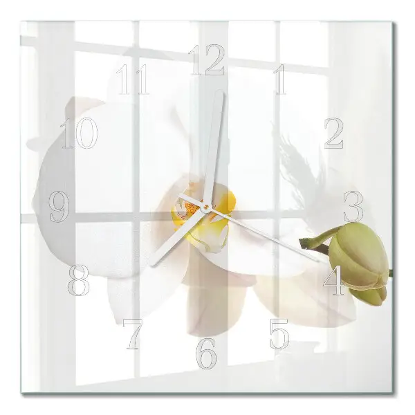 Vierkante glazen klok Orchidee