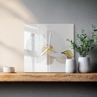 Vierkante glazen klok Orchidee