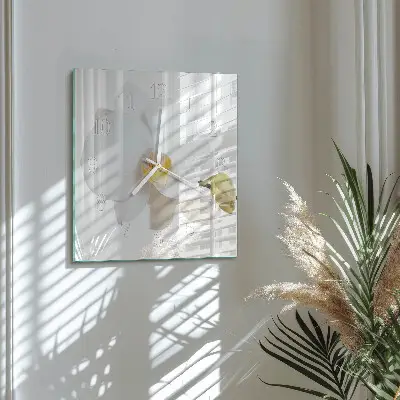 Vierkante glazen klok Orchidee