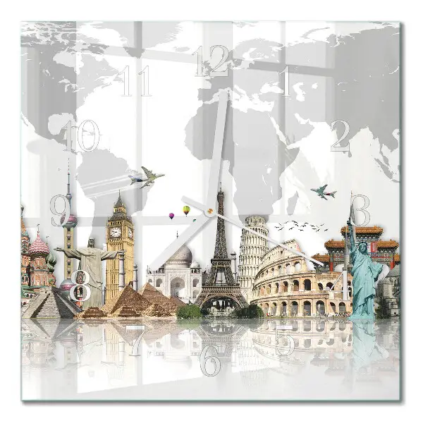 Moderne wandklok glas vierkant Wereld