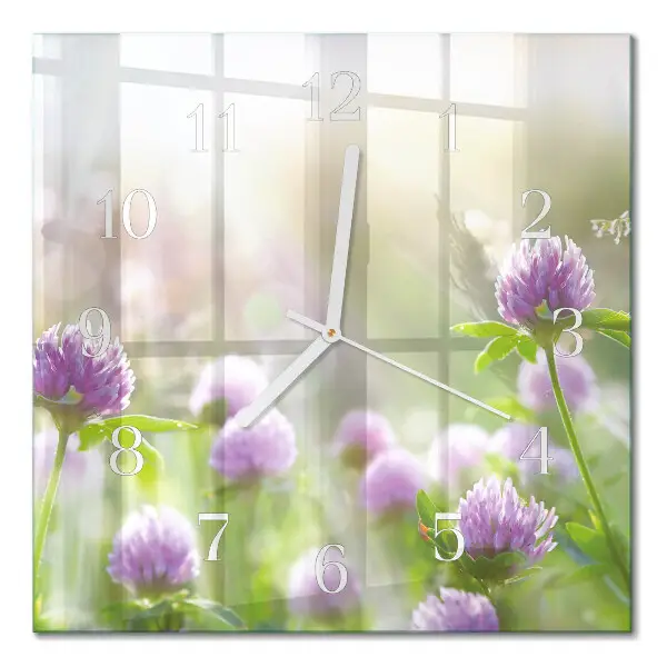 Moderne wandklok glas vierkant Bloemen