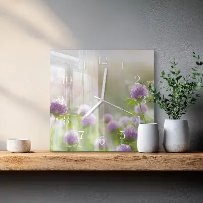 Moderne wandklok glas vierkant Bloemen