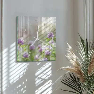 Moderne wandklok glas vierkant Bloemen
