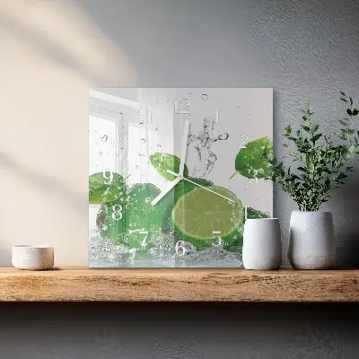 Vierkante glazen wandklok Calciumcarbonaat