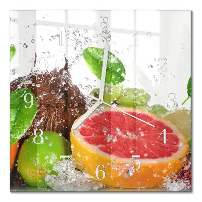 Vierkante glazen klok Fruit