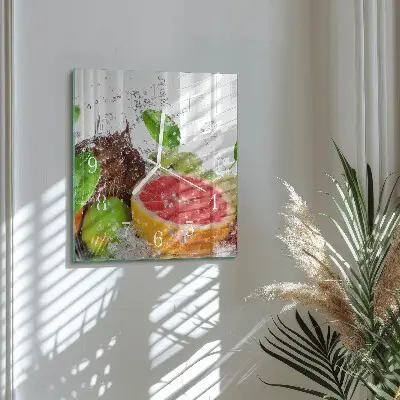 Vierkante glazen klok Fruit