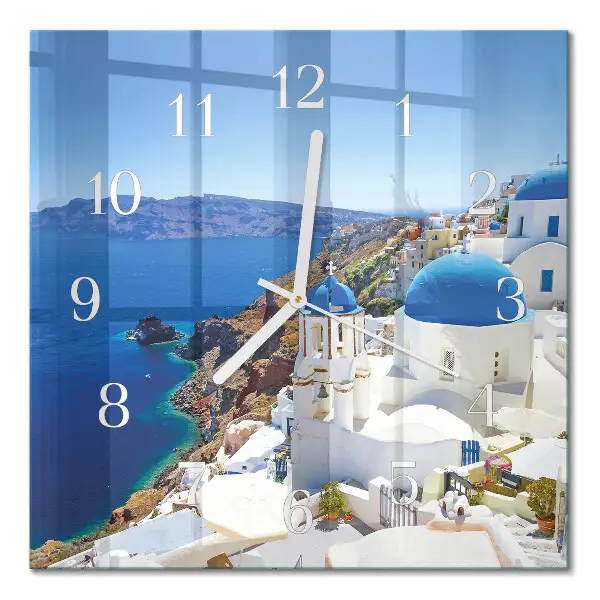 Decoratieve glazen klok vierkant Santorini