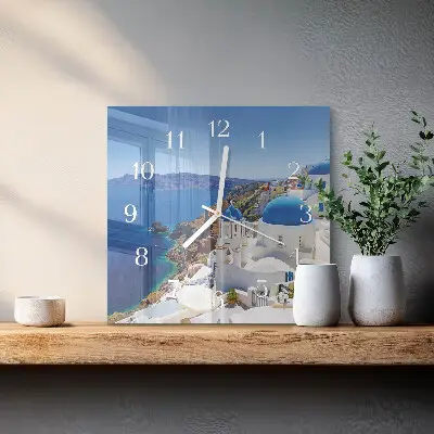 Decoratieve glazen klok vierkant Santorini