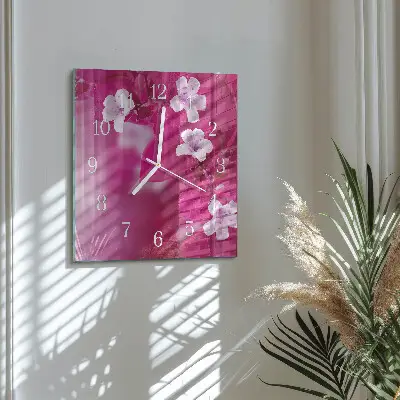 Vierkante glazen klok Bloemen