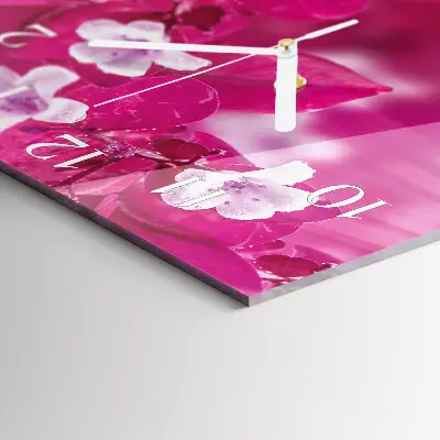 Vierkante glazen klok Bloemen