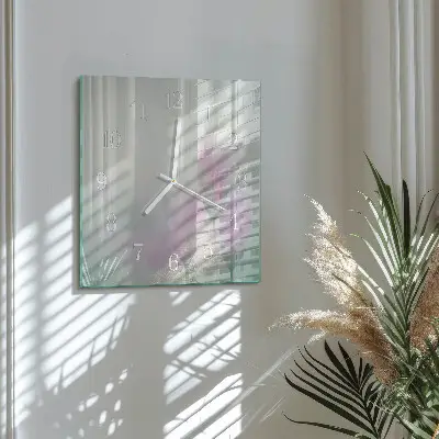 Moderne wandklok glas vierkant Bloemen