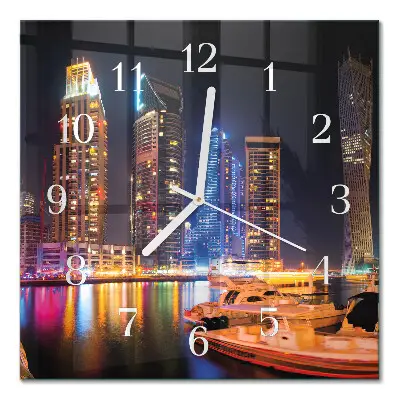 Vierkante glazen wandklok Horizon