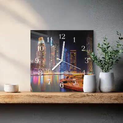 Vierkante glazen wandklok Horizon