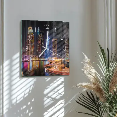 Vierkante glazen wandklok Horizon