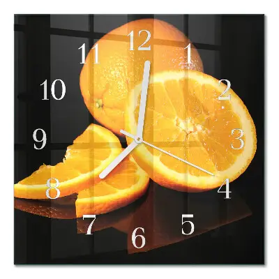 Moderne wandklok glas vierkant Sinaasappels