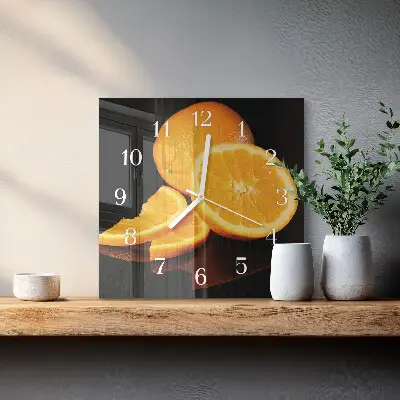 Moderne wandklok glas vierkant Sinaasappels