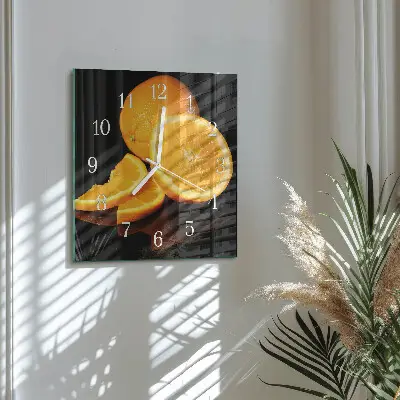 Moderne wandklok glas vierkant Sinaasappels