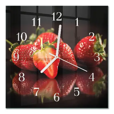 Moderne wandklok glas vierkant Aardbeien