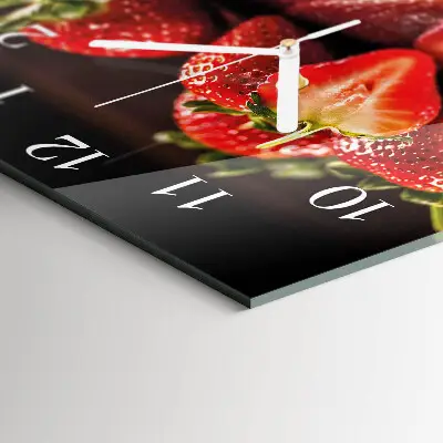 Moderne wandklok glas vierkant Aardbeien