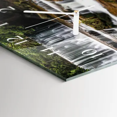 Vierkante glazen wandklok Watervallen