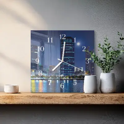 Vierkante glazen klok Nachtstad