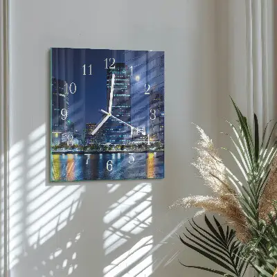Vierkante glazen klok Nachtstad
