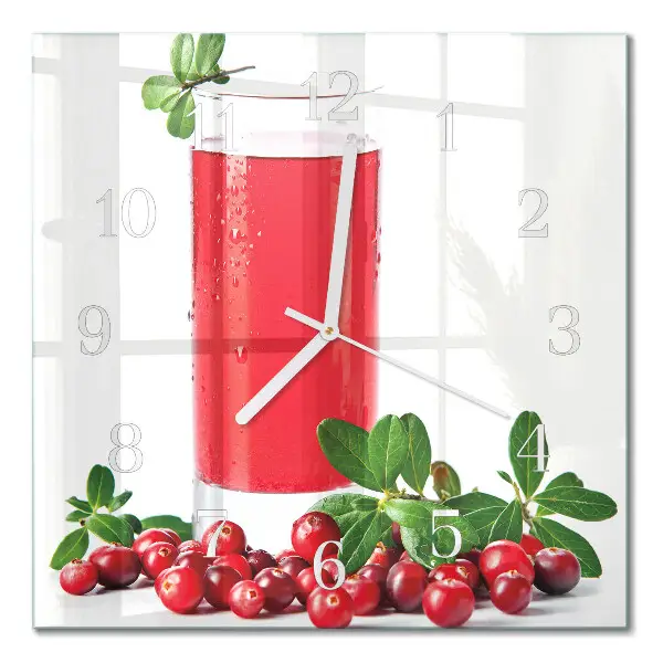 Vierkante glazen wandklok Cranberries