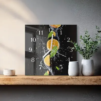 Decoratieve glazen klok vierkant Sinaasappels