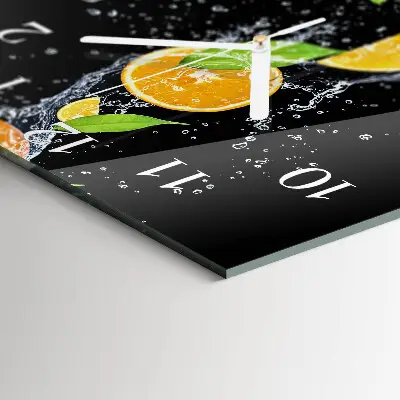 Decoratieve glazen klok vierkant Sinaasappels