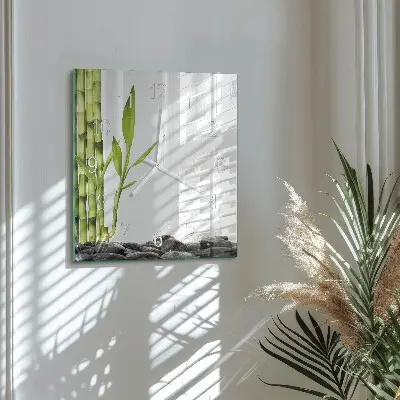 Vierkante glas klok Bamboe