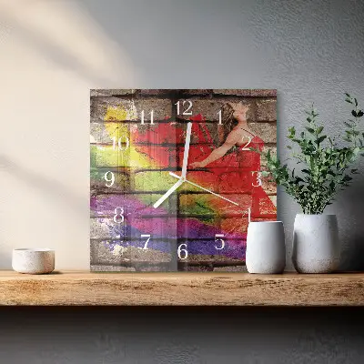Decoratieve glazen klok vierkant Baksteen