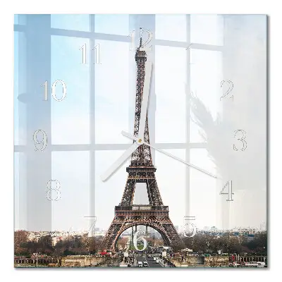 Vierkante glazen wandklok Eiffeltoren