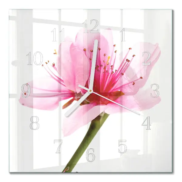 Vierkante glas klok Bloem