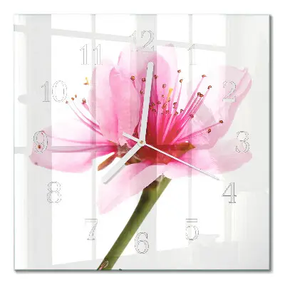 Vierkante glas klok Bloem