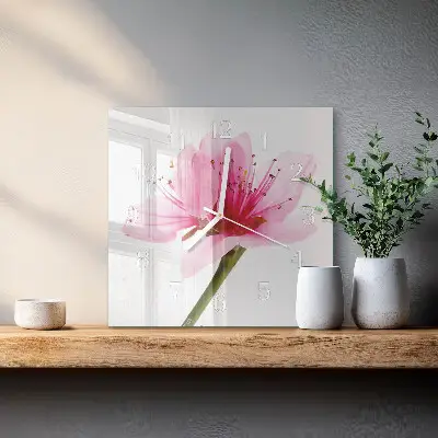 Vierkante glas klok Bloem