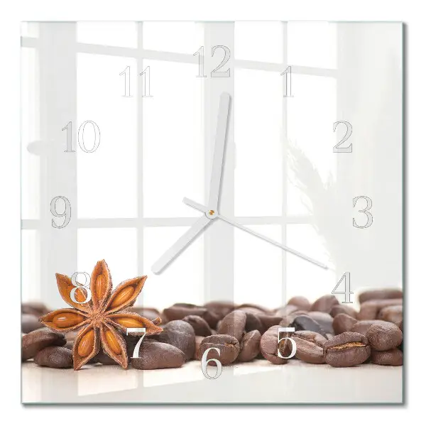 Decoratieve glazen klok vierkant Koffiebonen