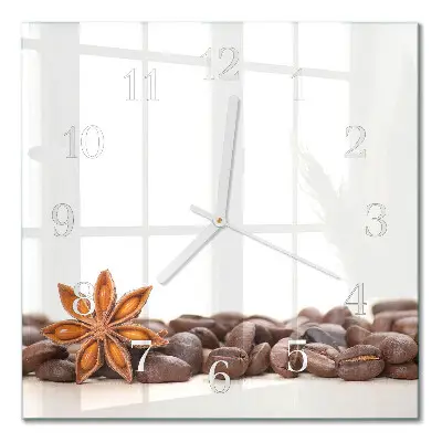 Decoratieve glazen klok vierkant Koffiebonen