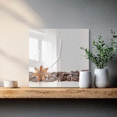 Decoratieve glazen klok vierkant Koffiebonen