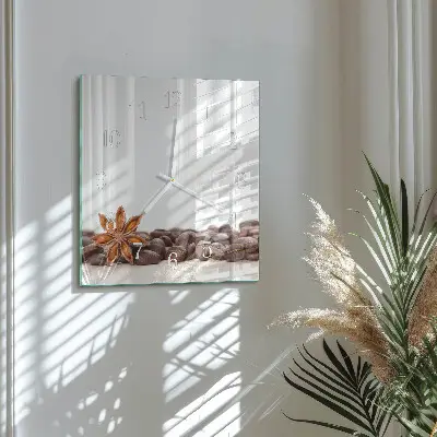 Decoratieve glazen klok vierkant Koffiebonen