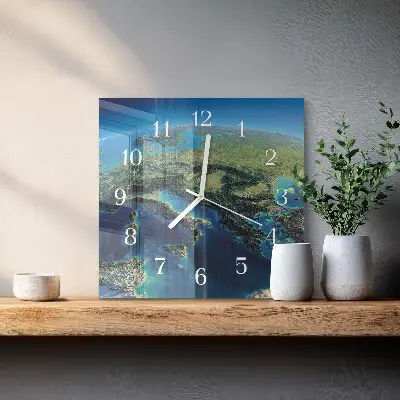 Vierkante glas klok Aarde