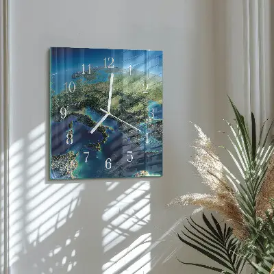 Vierkante glas klok Aarde