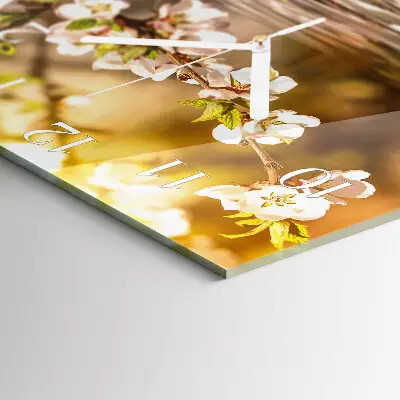 Vierkante glazen klok Bloemen