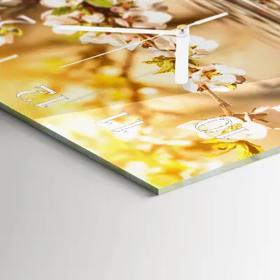 Moderne wandklok glas vierkant Bloemen