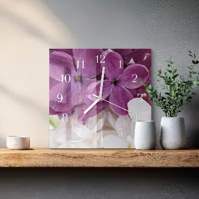 Decoratieve glazen klok vierkant Bloemen