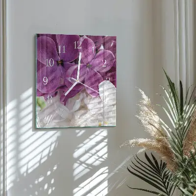 Decoratieve glazen klok vierkant Bloemen